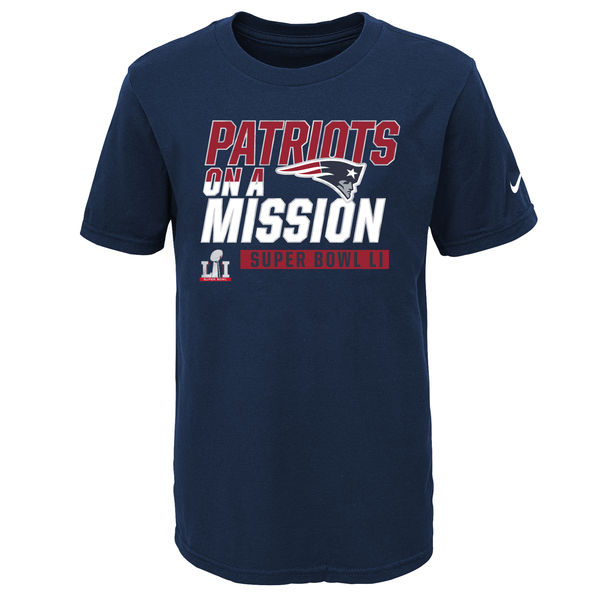New England Patriots Nike Youth Super Bowl LI Bound Verbiage T-Shirt - Navy